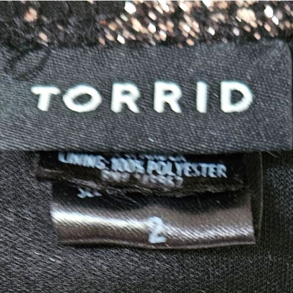 Torrid Plus Size Rose Gold Glitter Motif Print Mini Dress. SIZE 2X - Picture 9 of 14